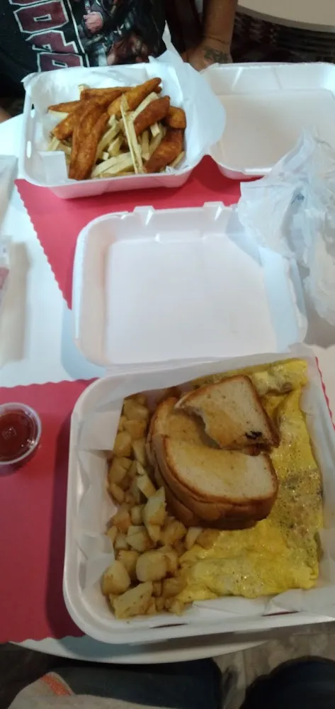Everything Omelette Meal and Chicken Tenders with Fries